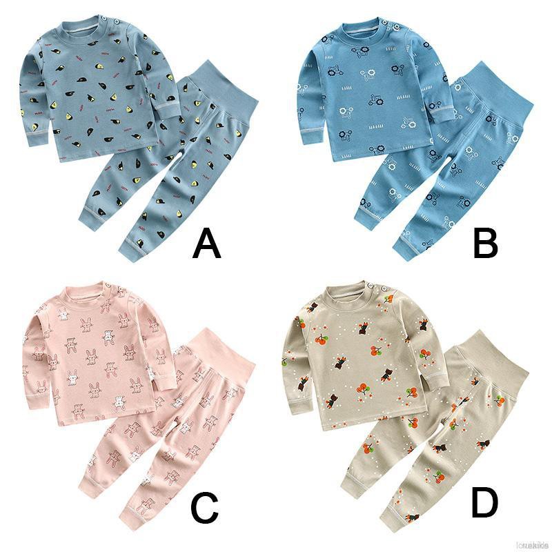 Bộ Đồ Ngủ Pijama Dài Tay Họa Tiết Hoạt Hình Cho Bé Từ 0-7 Tuổi