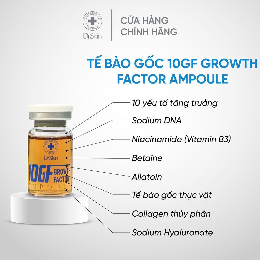 [iDr.Skin Chính Hãng] Tế Bào Gốc tái tạo da IDr.Skin 10GF Growth Factor tăng sinh tế bào giúp da căng bóng 10 lọ*8ml