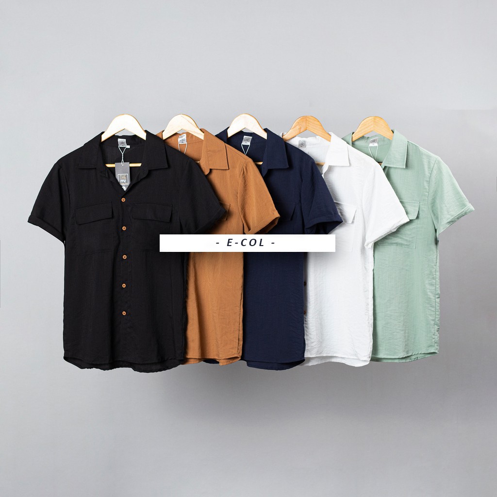 Áo sơ mi nam ngắn tay cổ bẻ túi hộp chất vải đũi cực mát | BigBuy360 - bigbuy360.vn