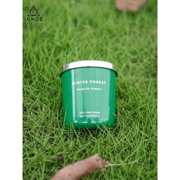 Lumos WINTER FOREST nến thơm tinh dầu hương rừng thông, bạch dương và xạ trắng, 8.8oz có túi giấy và hộp quà tặng