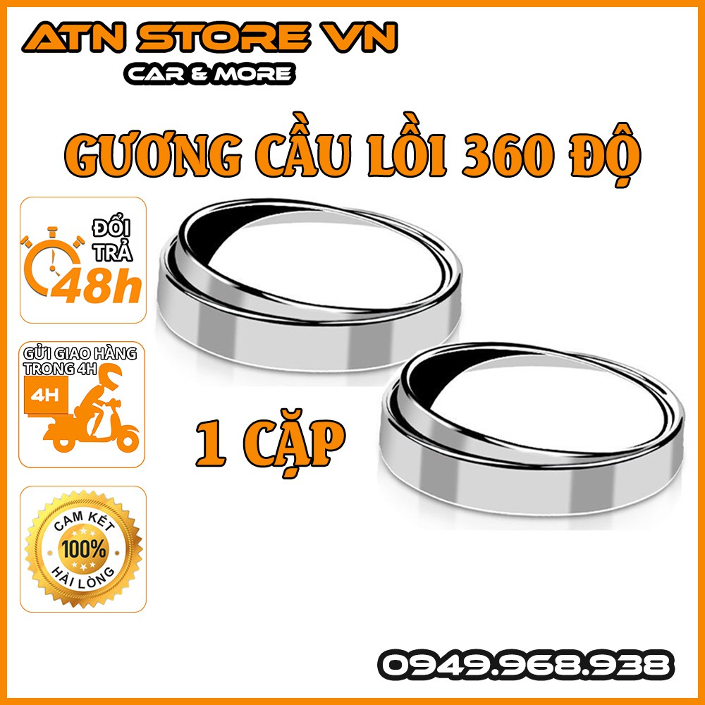 Gương cầu lồi ô tô tráng bạc [2 cái], gương cầu lồi xe ô tô 360 gắn kính chiếu hậu, gương cầu ô tô có viền xóa điểm mù