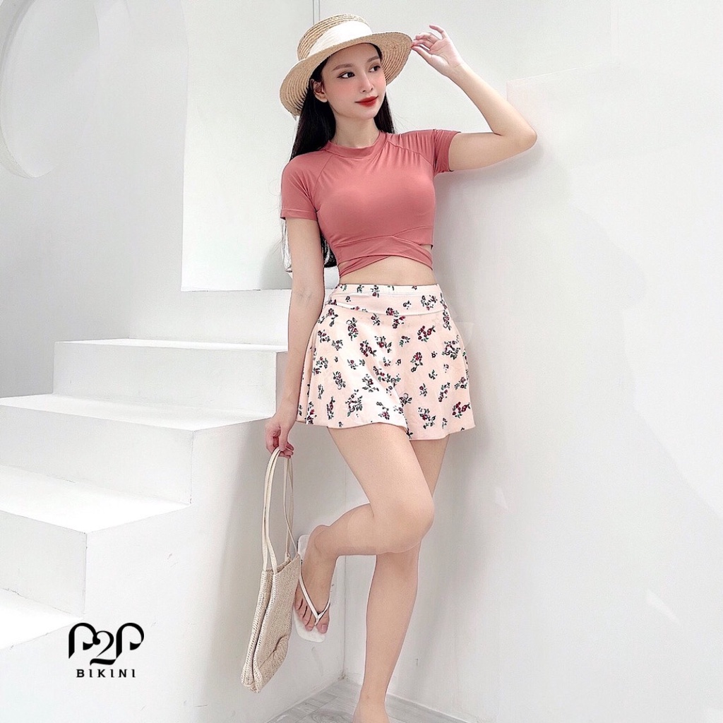 P2P BIKINI - Đồ bơi áo tay ngắn croptop, chân váy xòe liền quần - BTK340HT_VTN | BigBuy360 - bigbuy360.vn