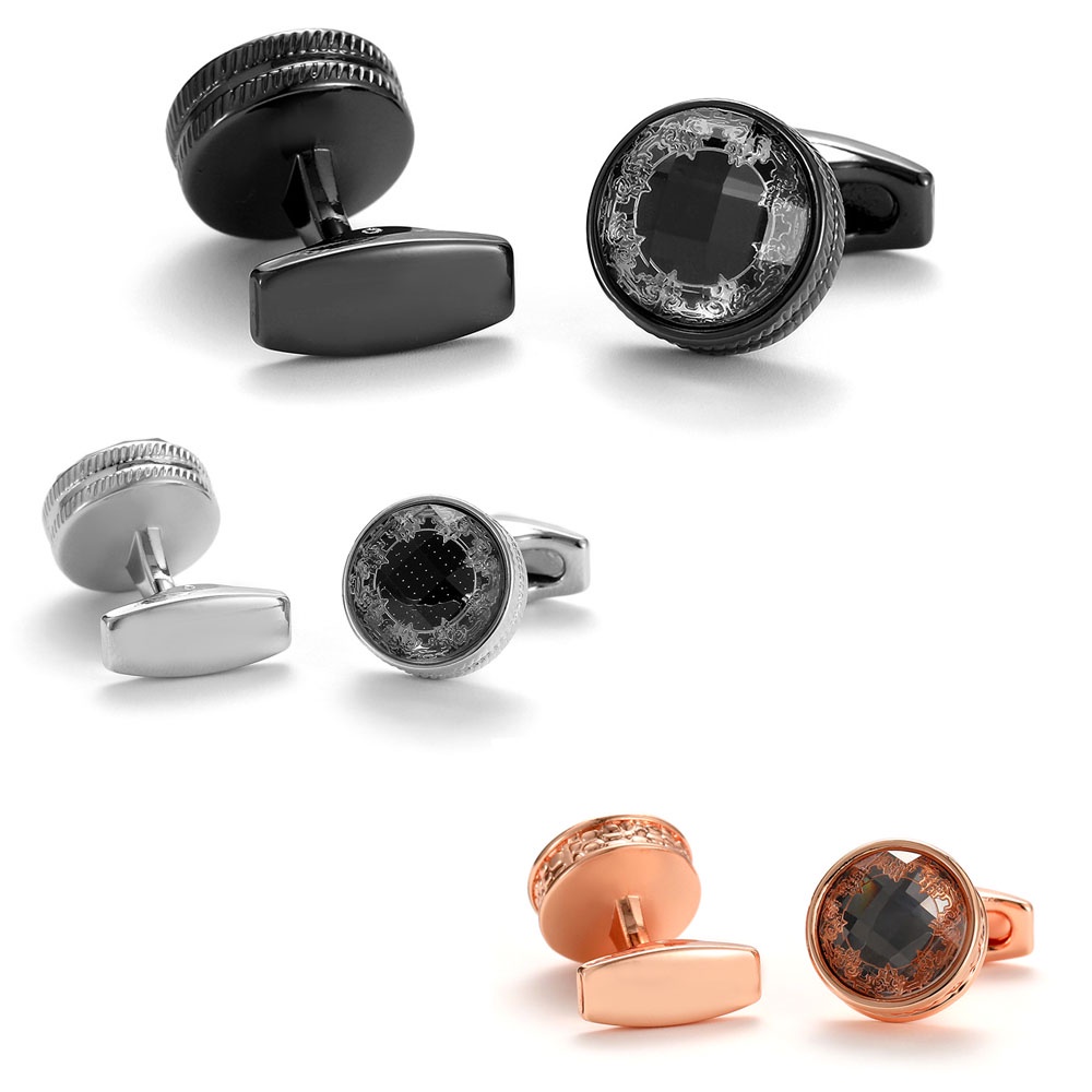 Khuy Măng Sét Màu Đen Bạc Sáng Tạo Cho Nam