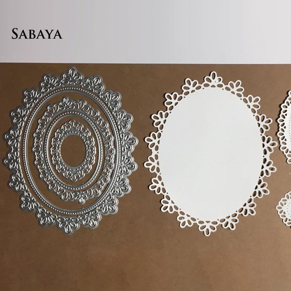 Khuôn cắt giấy kim loại hình khung hoa oval xinh xắn đẹp mắt