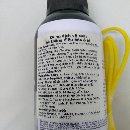 [3M chính hãng] Dung dịch vệ sinh dàn lạnh ô tô, khử mùi máy lạnh, khử mùi điều hòa xe hơi 3M AC cleaner foam 250ml