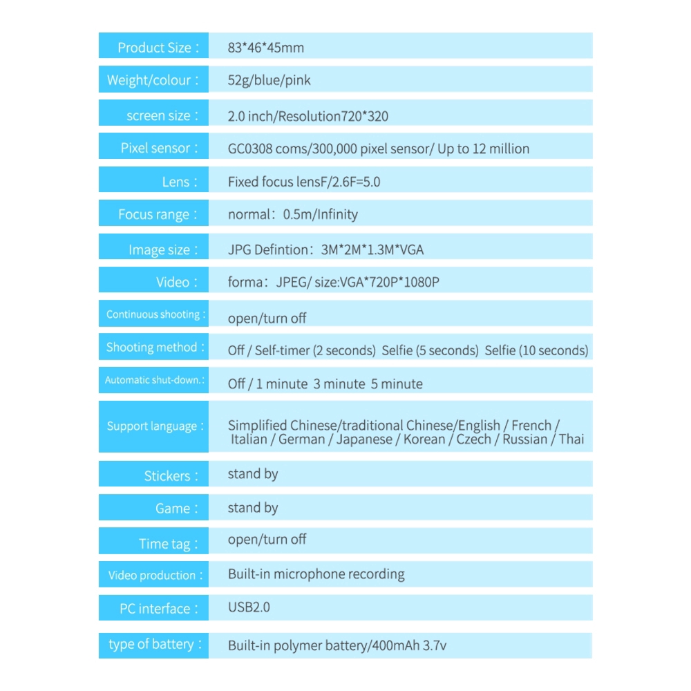 Máy ảnh trẻ em kỹ thuật số mini dễ thương thích hợp đi biển,đi chơi,dã ngoại Qùa sinh nhật cho bé ngôn ngữ tiếng | BigBuy360 - bigbuy360.vn