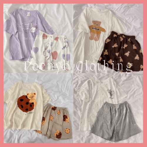 Đồ bộ vải thun dễ thương kiểu Hàn Quốc POENYB nữ ulzzang [FREESHIP]