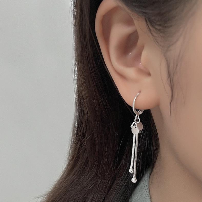 (0183) Khuyên Tai Sợi Dáng Dài Đính Hạt Cườm Sang Trọng