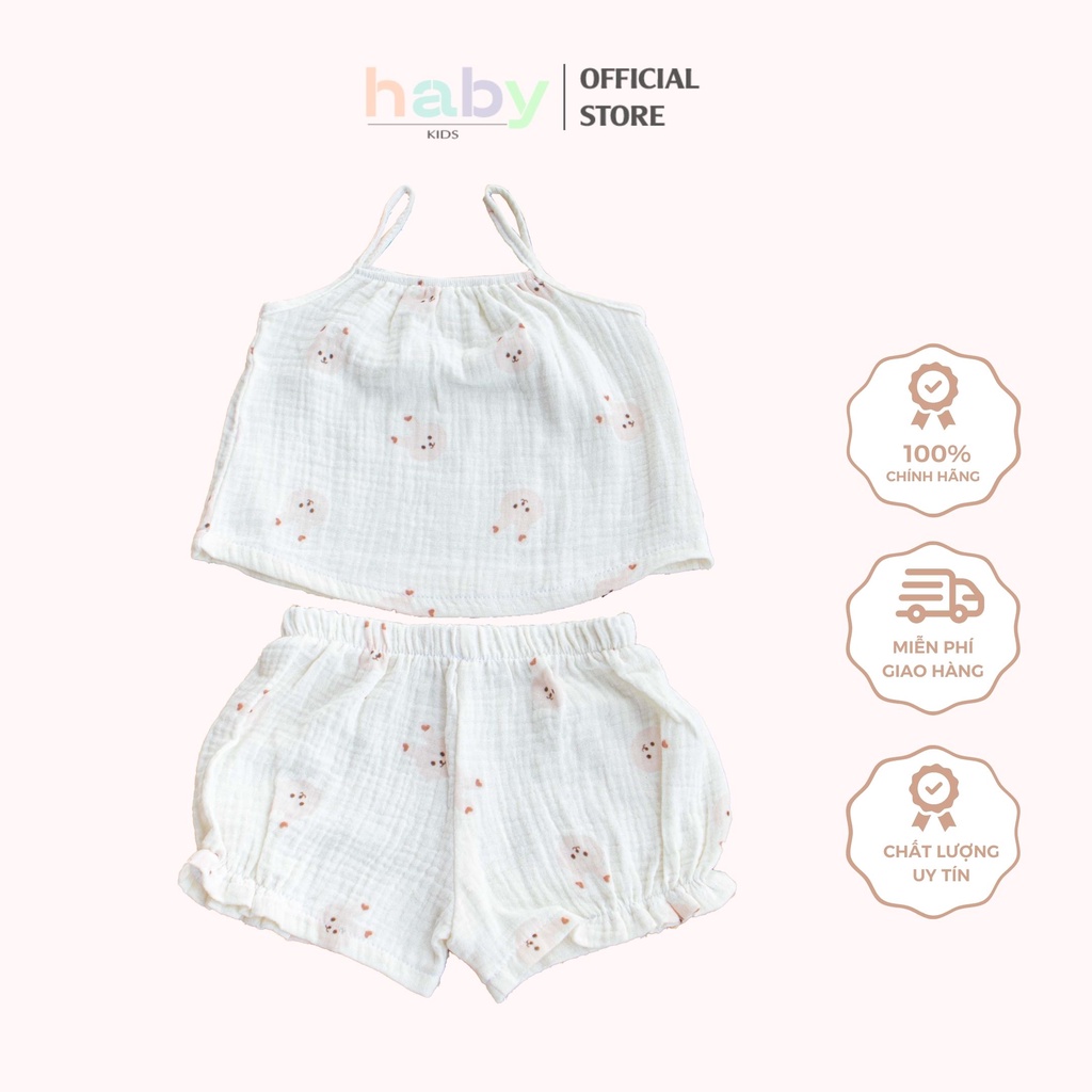 Đồ bộ cho bé hai dây kèm quần xô muslin