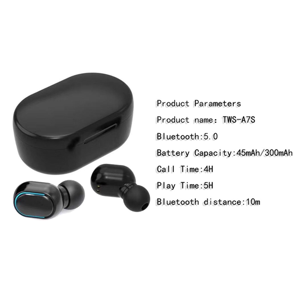 A7S TWS IP67 Waterproof Earbuds Bluetooth Earphones Bluetooth 5.0 True Wireless Headset HiFi Headphone With Charging Box