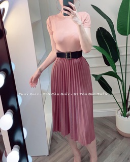 Chân váy dập ly dài QC