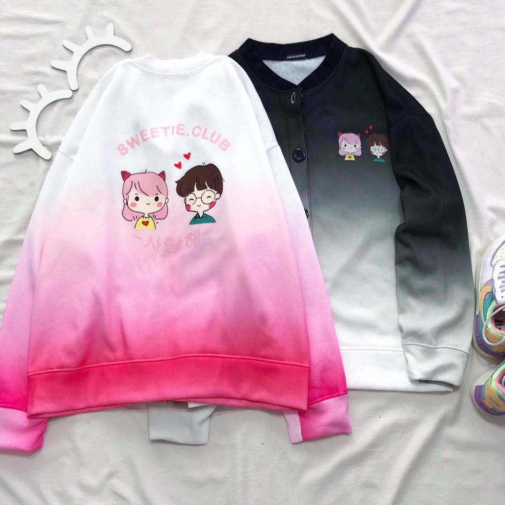 Áo Khoác Cardigan 3D Loang Màu In Hình Sweetie Club Tie Dye Oversize Ulzzang Unisex Dáng Rộng Nam Nữ - MM
