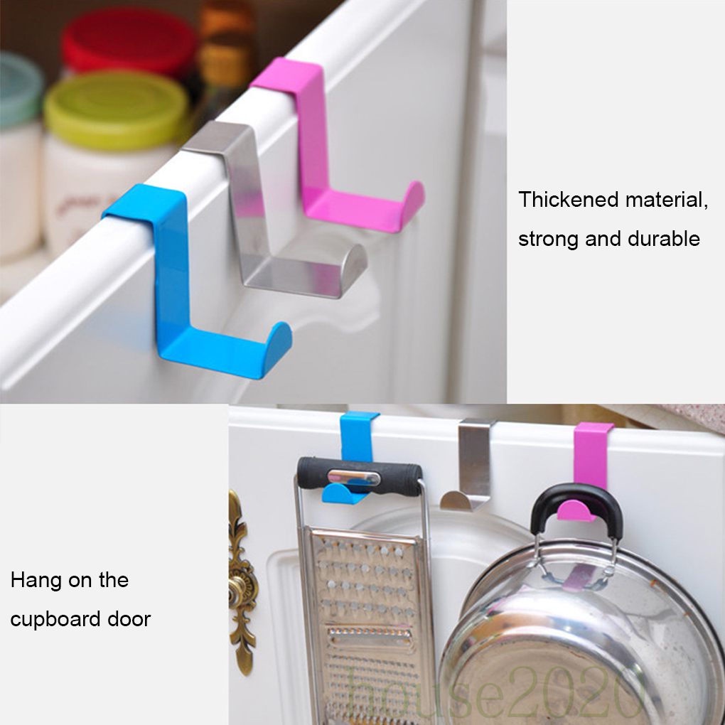 Set 2 móc treo đồ gắn cửa bằng thép không gỉ tiện dụng cho nhà bếp/ văn phòng 2020