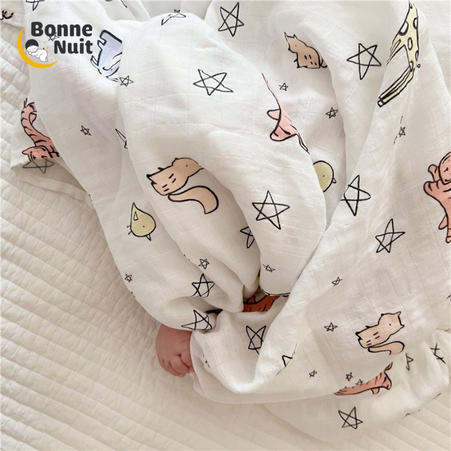 Chăn xô Muslin Organic cho bé dùng làm chăn mỏng, khăn quấn cho bé