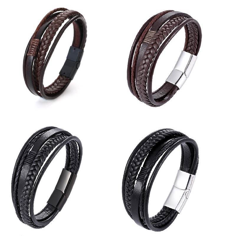 Vòng Tay Da Thiết Kế Đơn Giản Cho Nam Giới