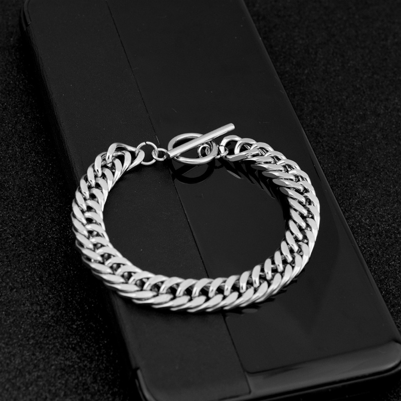 Vòng Tay Dây Xích Bằng Thép Không Gỉ Phong Cách Hip Hop Thời Trang Cho Nam Và Nữ