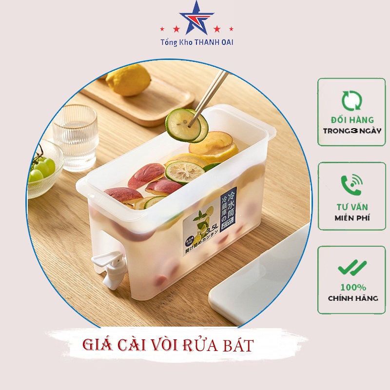 bình đựng nước có vòi PHULV bình nước 3 5l có vòi để tủ lạnh loại trong suốt MUL65