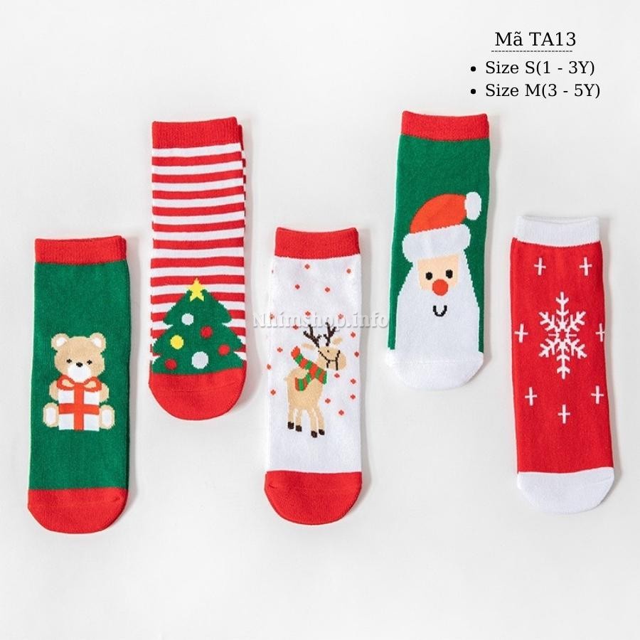 Tất Noel cho bé trai bé gái cotton mềm kháng khuẩn phù hợp với trẻ em 1 đến 5 tuổi phong cách Hàn Quốc TA13