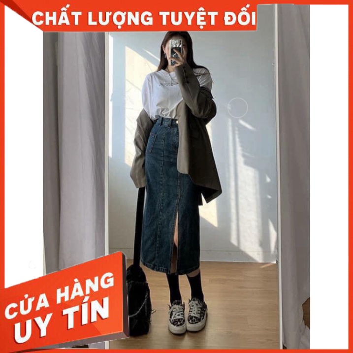 Chân Váy Dài Xẻ Tà, Chân Váy Bò Lưng Cao Hack Dáng Hàng Quảng Châu Siêu Đẹp (Ảnh Thật Ở Cuối) - Hàng nhập khẩu