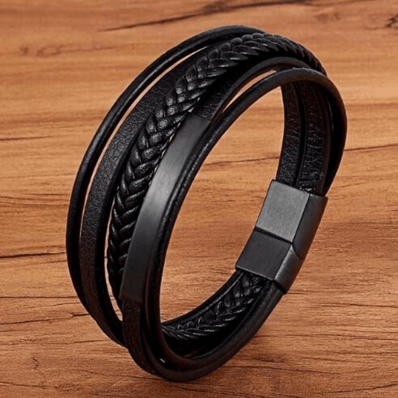 Vòng Tay Nam Hanmade AROTI  Chất Dây Da Cao Cấp, Khóa và Charm Titan Cực Đẹp, Phong Cách Sang Trọng, Cá Tính VT617-V