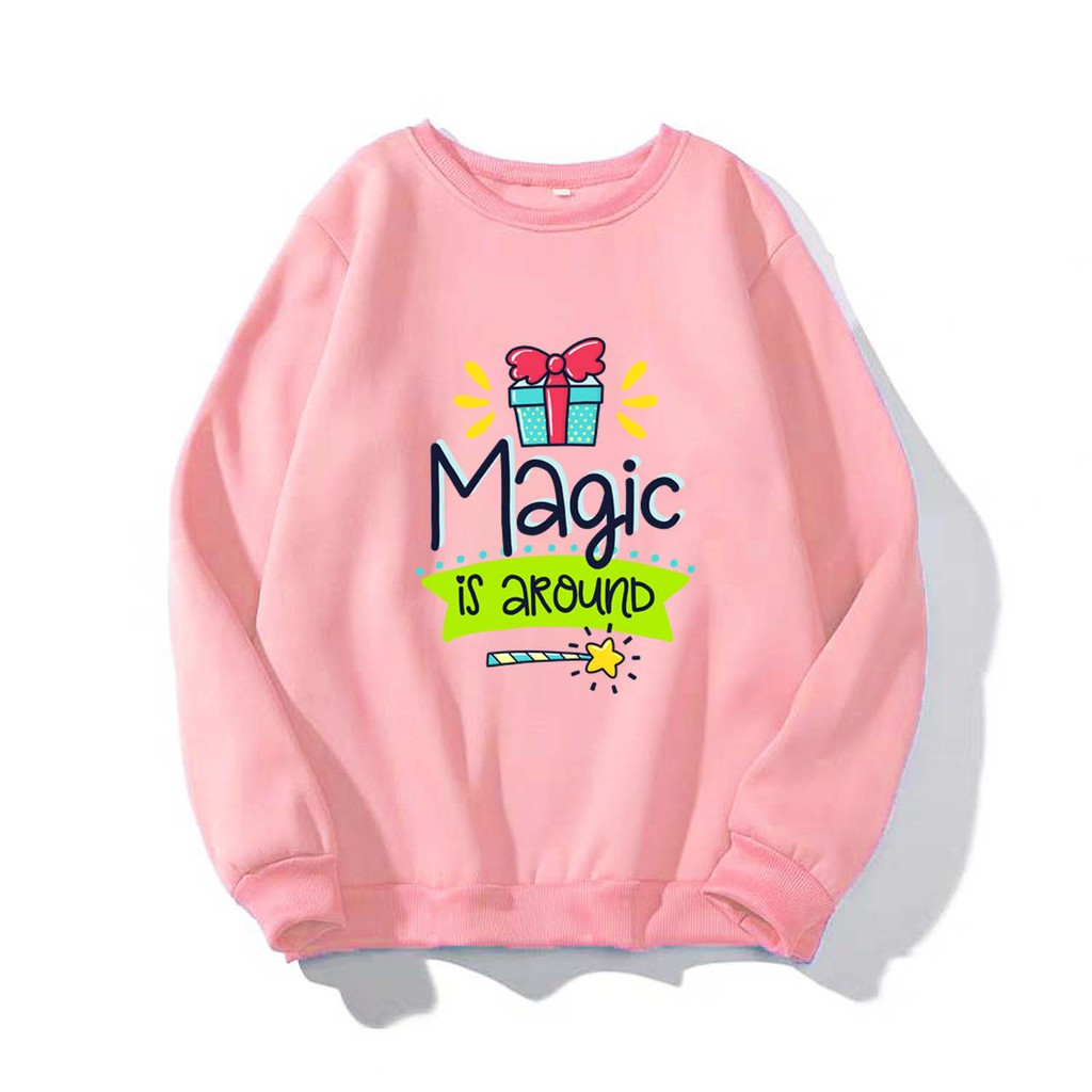 Áo Sweater chui đầu nam nữ in hình Magic is Around dễ thương, thích hợp làm áo cặp William - DS96