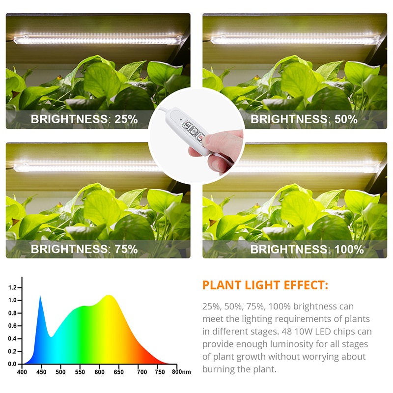 Phytolamp cho cây trồng Hẹn giờ 3200K Phát triển dải ánh sáng Đèn Phyto Thanh LED cho hoa trong nhà Cây con Bộ chuyển đổi điện Bộ dụng cụ thủy canh