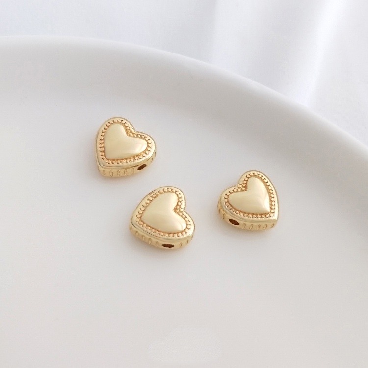 Hạt Xâu Chuỗi Bằng Đồng Mạ Vàng 14K Hình Trái Tim Nhiều Màu Sắc Dùng Làm Trang Sức diy