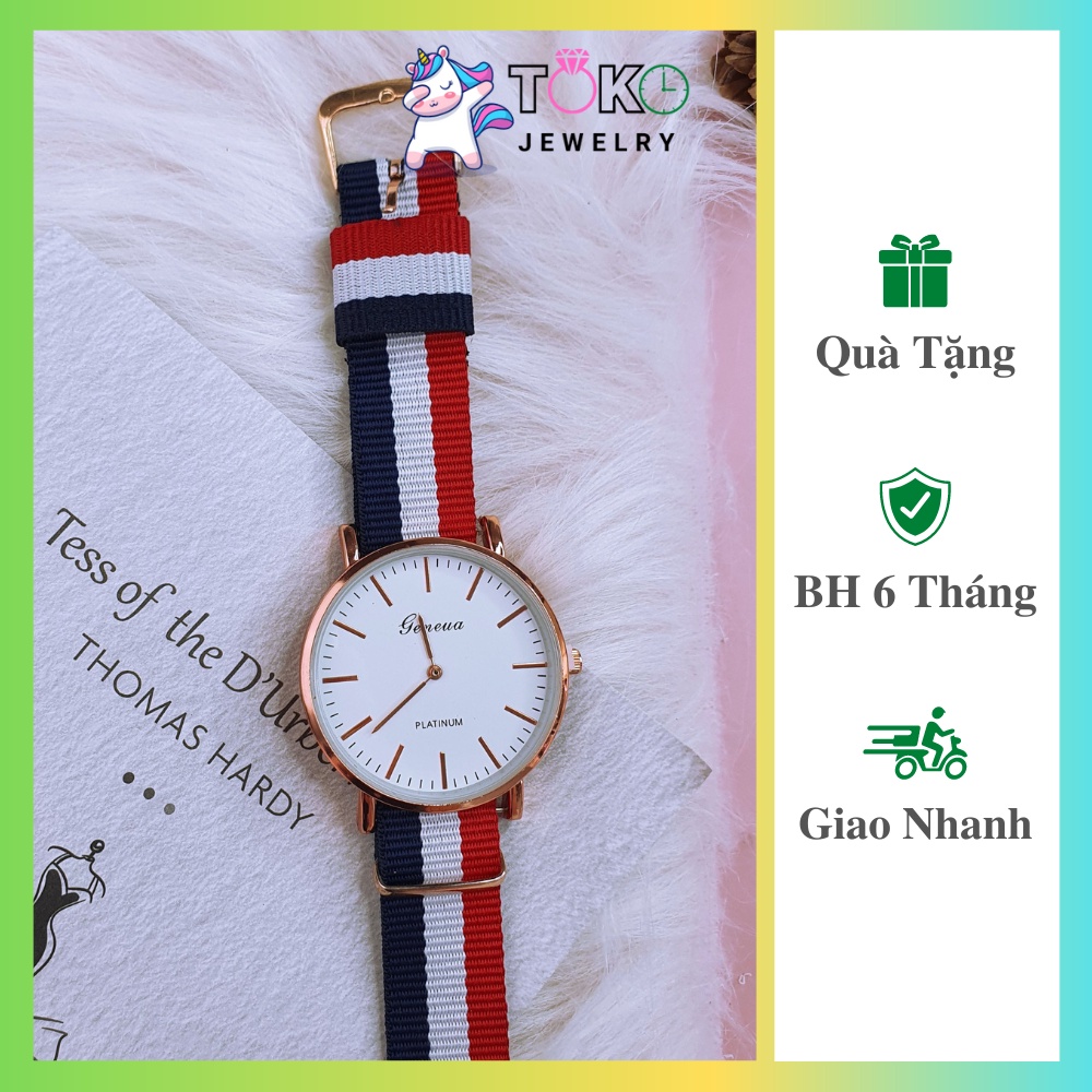 Đồng hồ nam nữ Unisex dây vải 3 màu Geneva thời trang, sành điệu.