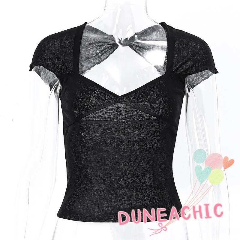 Áo Thun Crop Top Cổ Chữ V Hở Lưng Xuyên Thấu Gợi Cảm