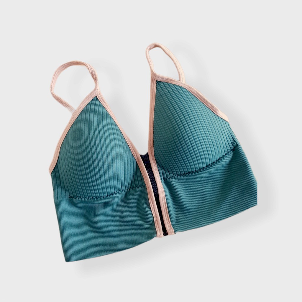 [Ảnh Thật] Áo Bra Nâng Ngực Tập Gym Yoga Cho Nữ - Top Chữ V Dạng Kéo Khóa Kèm Mút Mỏng - Daube - Bra02
