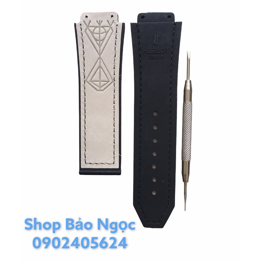GIÁ ĐỘC NHẤT Dây đồng hồ cao cấp Hublot nam size 42 - Da lộn xám sáng size 19 x 25 x 22mm (DLXS)