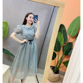 Váy tơ cổ sen