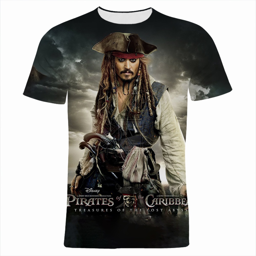 Áo Thun Tay Ngắn In Họa Tiết Hoạt Hình Pirates of the Caribbean 3D Thời Trang Đường Phố Mùa Hè Cho Nam Và Nữ