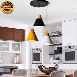 BỘ 3 ĐÈN THẢ BÀN ĂN CHUÔI GỖ HIỆN ĐẠI D220