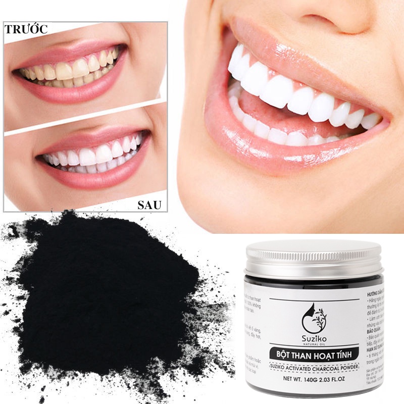 Than hoạt tính trắng răng hữu cơ 140g SUZIKO, đánh răng sạch mảng bám và cao răng hiệu quả