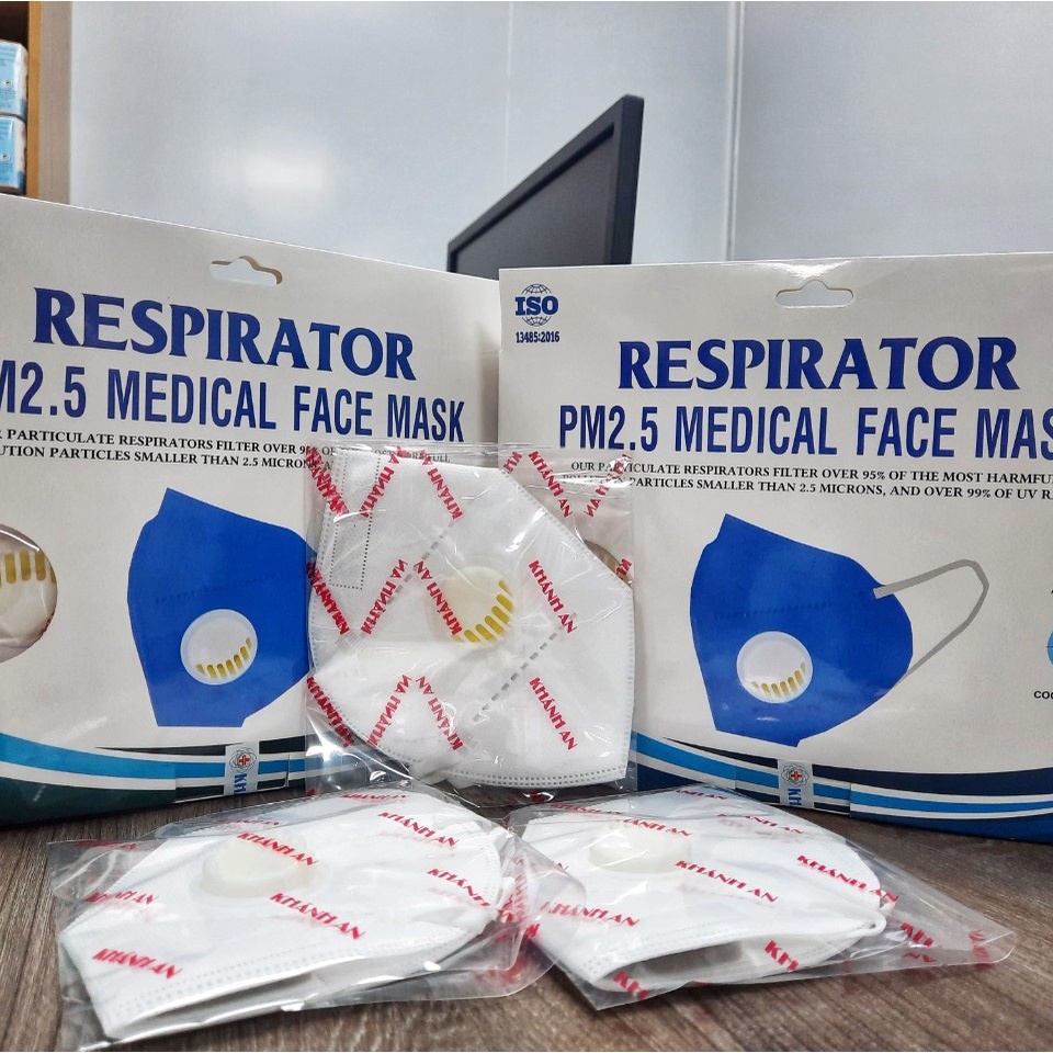 Khẩu trang y tế N95 có van thở Khánh An chính hãng 𝗥𝗘𝗦𝗣𝗜𝗥𝗔𝗧𝗢𝗥 𝗣𝗠 𝟮.𝟱 𝗠𝗘𝗗𝗜𝗖𝗔𝗟 𝗙𝗔𝗖𝗘 𝗠𝗔𝗦𝗞