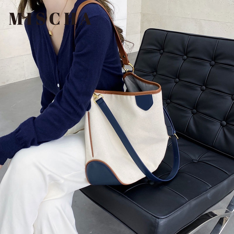 MISCHA Túi Xách canvas Sức Chứa Lớn Thời Trang Theo Phong Cách Hàn Quốc Dành Cho Nữ
