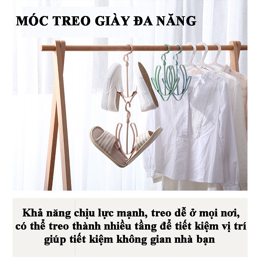 Móc treo phơi giày dép, tất, mũ nón thông minh xoay 360 độ, giúp mau khô và giữ dáng đồ dùng - 10160