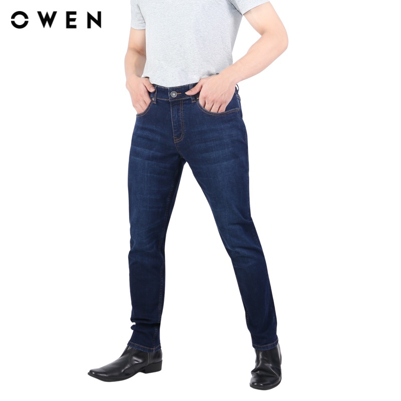 Quần jean Nam Owen Cotton/spandex Slim Fit màu Xanh - QJSL23958