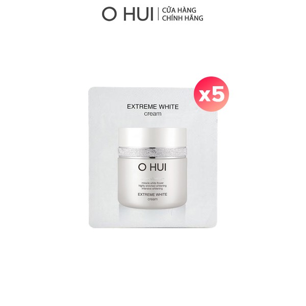 [HB Gift] Combo 5 gói Kem dưỡng trắng OHUI Extreme White 1ml/gói và Bông tẩy trang Cotton Pad Gimmick | BigBuy360 - bigbuy360.vn