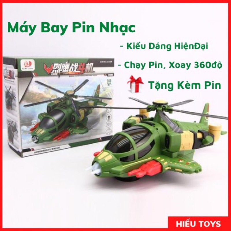 Đồ Chơi Trẻ Em Máy Bay Quân Sự Chạy Pin nhạc Thiết Kế Hiện Đại Màu Sắc Đẹp Chất Nhựa An Toàn cho bé Hiếu Toys