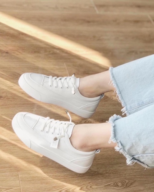 Giầy thể thao nữ trắng full cá tính trẻ trung dây rút