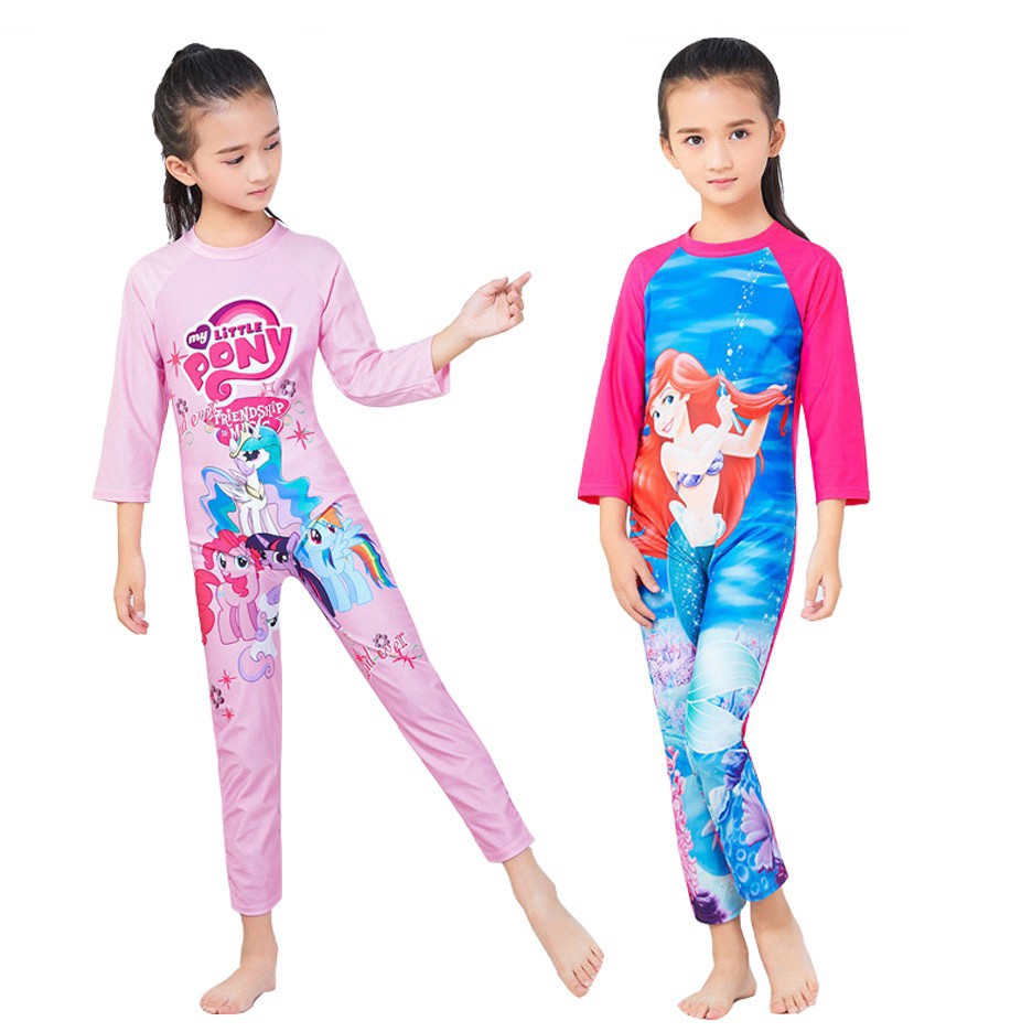 Đồ bơi liền thân dài tay cho bé gái 3-11 tuổi