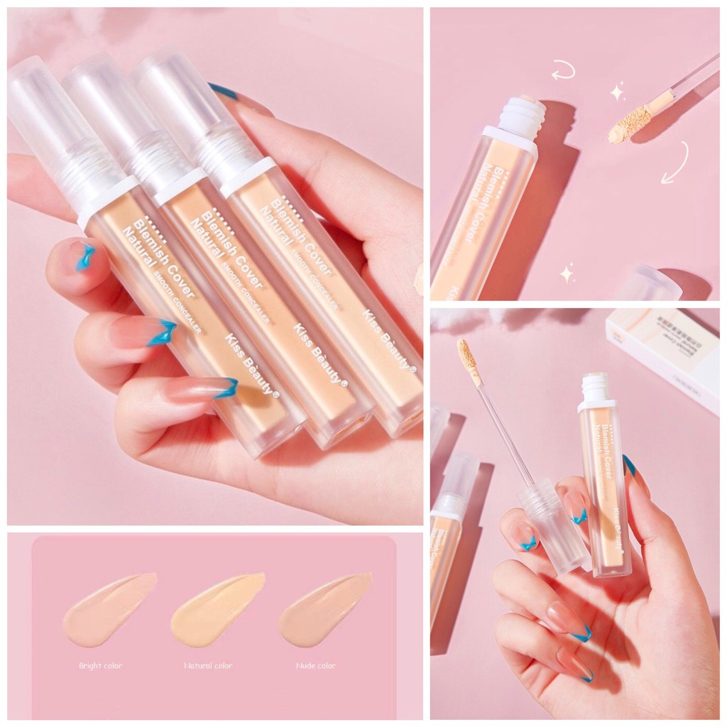 Kem che khuyết điểm KISS BEAUTY Blemish Cover Natural Smooth Concealer bám da, siêu che phủ KISS14