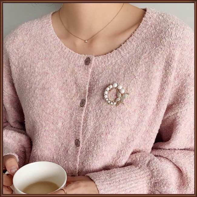 Ghim Cài Áo Hình Bướm Đính Ngọc Trai Giả Thời Trang Cho Nữ