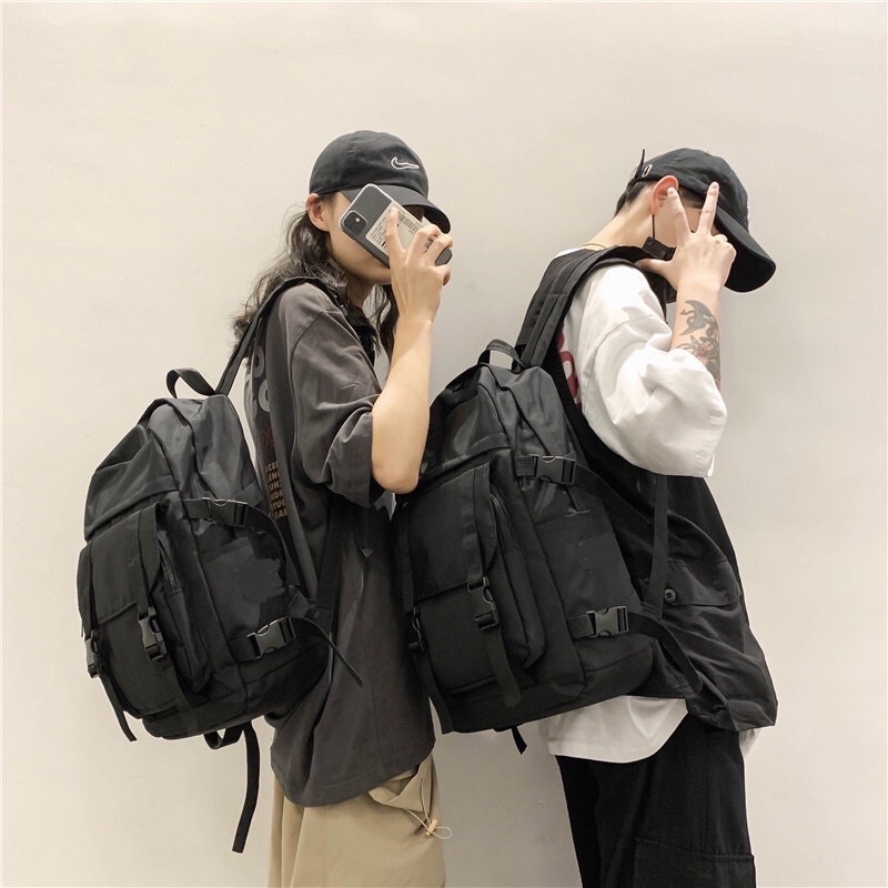 Balo Laptop Ulzzang Unisex Backpack 2810 Clothes Shop Balo Đen Trơn Đi Học Đi Chơi Vải Canvas Cao Cấp Chống Nước