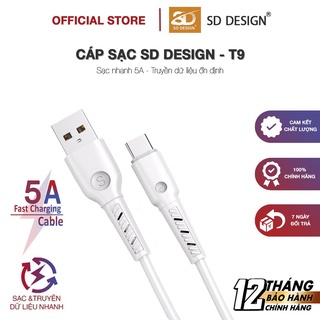 Cáp sạc 5A SD DESIGN T9 chính hãng giúp sạc nhanh đầy đủ các chân sạc cho các dòng điện thoại, bảo hành 1 đổi 1