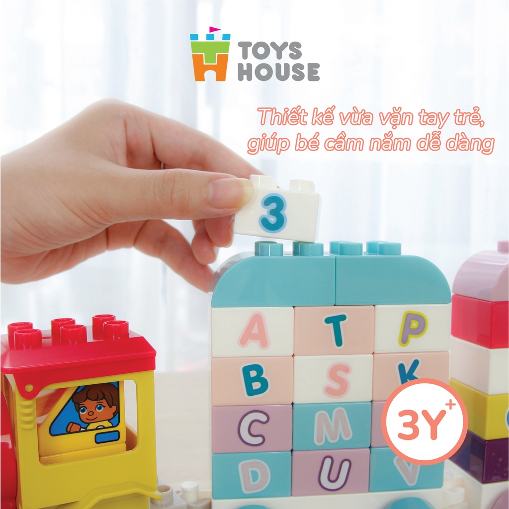 Bộ đồ chơi lắp ghép Smoneo Duplo Đoàn tàu học số và chữ cái 65 chi tiết Toyshouse 77014 - nhựa ABS cao cấp