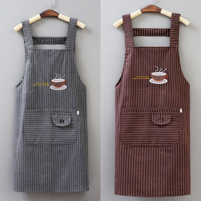 Tạp dề bằng cotton và vải lanh mỏng chống dầu chống bám bẩn thoáng khí phong cách Hàn Quốc cho nữ
