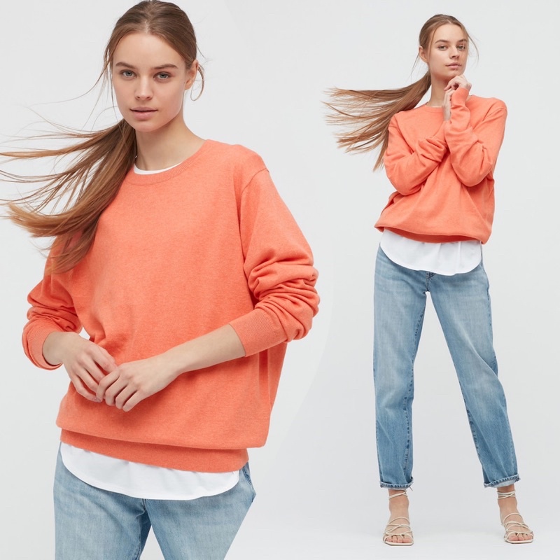 Áo len nam cổ tròn thời trang dòng Merino cotton của Uniqlo